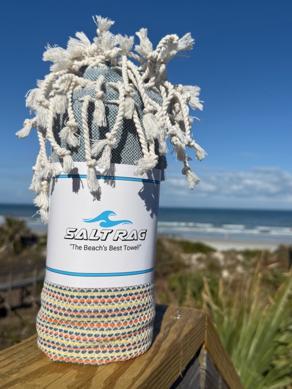 The Angler Rag — Yellow Salt Rag™ Sand-Resistant Turkish Beach Towel - Picture 4 of 6